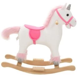 ASUPERMALL Licorne A Bascule Peluche 65 X 32 X 58 Cm Blanc Et Rose -Assise pour enfant Soldes 39455639 3