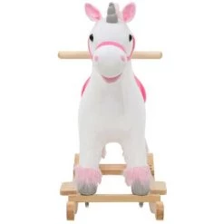 ASUPERMALL Licorne A Bascule Peluche 65 X 32 X 58 Cm Blanc Et Rose -Assise pour enfant Soldes 39455639 4