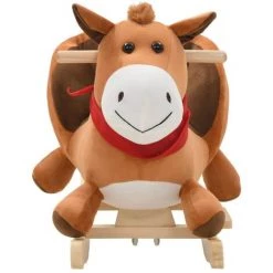 ASUPERMALL Cheval A Bascule Avec Dossier Peluche 60 X 32 X 50 Cm Marron -Assise pour enfant Soldes 39455643 4