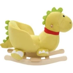 ASUPERMALL Dragon A Bascule Avec Dossier Peluche 60x32x53 Cm Vert Citron -Assise pour enfant Soldes 39455649 3