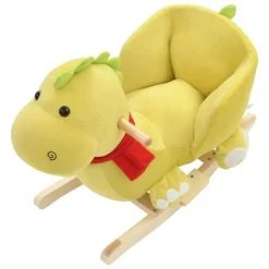 ASUPERMALL Dragon A Bascule Avec Dossier Peluche 60x32x53 Cm Vert Citron -Assise pour enfant Soldes 39455649 5