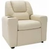 HAPPYSHOPPING Fauteuil Inclinable Pour Enfants Similicuir Blanc Creme