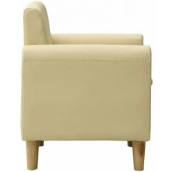 HAPPYSHOPPING Canape Pour Enfants Blanc Creme Similicuir -Assise pour enfant Soldes 41960081 3