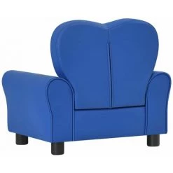 HAPPYSHOPPING Canape Pour Enfants Bleu Similicuir -Assise pour enfant Soldes 41960132 4