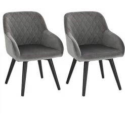 WOLTU 2 X Chaise Enfant En Velours .Gris. Avec Accoudoir.Fauteuil Enfant Pieds En Métal . 31 X 29 X 55 Cm