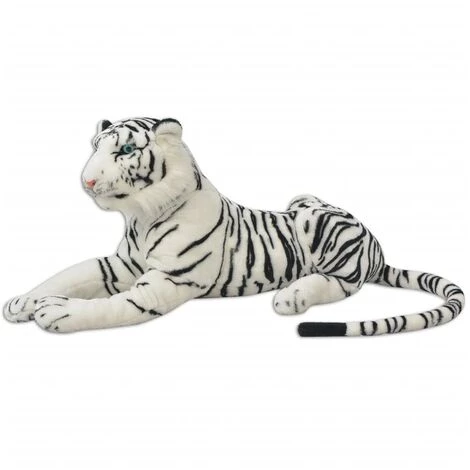 VidaXL Tigre En Peluche Blanc XXL - Blanc 4 VidaXL Tigre En Peluche Blanc XXL - Blanc – Image 2