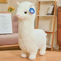BRIDAY 46CM Alpaga Peluche, Lama Animal En Peluche Grand Lamacorn Alpaga Poupée Peluche Câlin Oreiller Doux Moelleux Coussin Blanc Plu