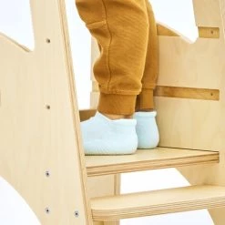 Bianconiglio Kids ® EVO KIDSAFE - Tour D'apprentissage Montessori écoresponsable, évolutive & Protection Arrière, Fait-main ITALIE, Bouleau Naturel Sans Vernis, Certif CE & EN71 -Assise pour enfant Soldes 45122131 3