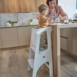 Bianconiglio Kids ® EVO KIDSAFE - Tour D'apprentissage Montessori écoresponsable, évolutive & Protection Arrière, Fait-main ITALIE, Bouleau Naturel Sans Vernis, Certif CE & EN71 -Assise pour enfant Soldes 45122131 5