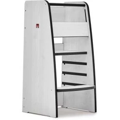 Bianconiglio Kids ® TRUSTY CLASSIC - Tour D'apprentissage Montessori écoresponsable, évolutive, Protections Multilatérales, Protection Antichute Arrière Amovible, Grip Antidérapant, Fait-main ITALIE, Pin Blanc Naturel MDF, Certifié CE EN71 - Pin Blanc