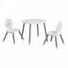 DANSMAMAISON Petite Table + 2 Chaises Blanc/Gris - NOURS - Table : L 60 X L 60 X H 50 Cm - Blanc