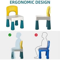 TINOR Chaise En Plastique Avec Dossier Incurvé, Ajout Parfait à La Table D'Activités Pour Enfants Pour Les Blocs De Construction Pour Garçons Et Filles, Poids Maximum 100kg/220lb -Assise pour enfant Soldes 46790252 3