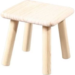 TINOR Petit Marchepied En Bois Pour Enfants, Siège Carré Antidérapant Pour Cuisine, Salle De Bain - Couleur Bois Carré