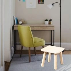 TINOR Petit Marchepied En Bois Pour Enfants, Siège Carré Antidérapant Pour Cuisine, Salle De Bain - Couleur Bois Carré -Assise pour enfant Soldes 46790883 3