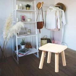 TINOR Petit Marchepied En Bois Pour Enfants, Siège Carré Antidérapant Pour Cuisine, Salle De Bain - Couleur Bois Carré -Assise pour enfant Soldes 46790883 5