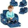 COSTWAY Canapé 3en1 Pour Enfants, Fauteuil Convertible Pliable En Velours Canapé-Lit Pliable Pour Garçons Et Filles 0 à 3 Ans Bleu -Assise pour enfant Soldes 50062458 1