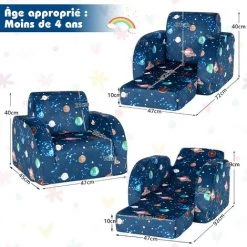 COSTWAY Canapé 3en1 Pour Enfants, Fauteuil Convertible Pliable En Velours Canapé-Lit Pliable Pour Garçons Et Filles 0 à 3 Ans Bleu 11 COSTWAY Canapé 3en1 Pour Enfants, Fauteuil Convertible Pliable En Velours Canapé-Lit Pliable Pour Garçons Et Filles 0 à 3 Ans Bleu -Assise pour enfant Soldes 50062458 5