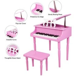 LITZEE Piano à Queue Électronique , 30 Touches, Avec Tabouret, Clavier Électronique Pour Les Enfants Rose 49*50.5*48.5cm -Assise pour enfant Soldes 51556439 3