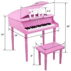LITZEE Piano à Queue Électronique , 30 Touches, Avec Tabouret, Clavier Électronique Pour Les Enfants Rose 49*50.5*48.5cm -Assise pour enfant Soldes 51556439 4