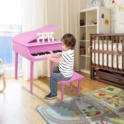 LITZEE Piano à Queue Électronique , 30 Touches, Avec Tabouret, Clavier Électronique Pour Les Enfants Rose 49*50.5*48.5cm -Assise pour enfant Soldes 51556439 5