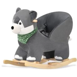 DECKON Animal à Bascule En Peluche, Balançoire à Bascule Husky, Chaise à Bascule Pour Enfants, Cheval à Bascule, Balançoire En Peluche Pour Bébés Et Tout-petits, Cadeau à Bascule Pour Les Enfants De 18 à 36 Mois