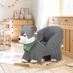 DECKON Animal à Bascule En Peluche, Balançoire à Bascule Husky, Chaise à Bascule Pour Enfants, Cheval à Bascule, Balançoire En Peluche Pour Bébés Et Tout-petits, Cadeau à Bascule Pour Les Enfants De 18 à 36 Mois -Assise pour enfant Soldes 51602409 5