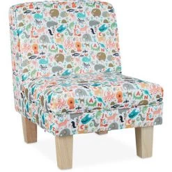 Relaxdays Fauteuil Enfant Avec Motifs Animaliers Pour Garçons Et Filles, Pour La Chambre, HLP : 60x45x52cm, Multicolore