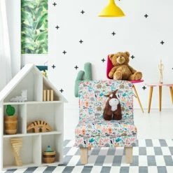 Relaxdays Fauteuil Enfant Avec Motifs Animaliers Pour Garçons Et Filles, Pour La Chambre, HLP : 60x45x52cm, Multicolore -Assise pour enfant Soldes 51606989 3