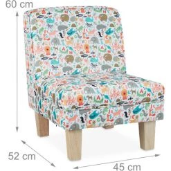 Relaxdays Fauteuil Enfant Avec Motifs Animaliers Pour Garçons Et Filles, Pour La Chambre, HLP : 60x45x52cm, Multicolore -Assise pour enfant Soldes 51606989 5