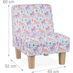 Relaxdays Fauteuil Enfant Avec Motifs De Lama, Pour Filles, Petite Chaise Pieds En Bois, HLP : 60x45x52cm, Multicolore -Assise pour enfant Soldes 51606994 5