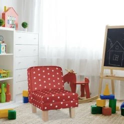 Relaxdays Fauteuil Pour Enfants Avec Motifs D’étoiles Pour Garçons Et Filles, HLP : 60 X 45 X 52 Cm, Rouge -Assise pour enfant Soldes 51607054 3
