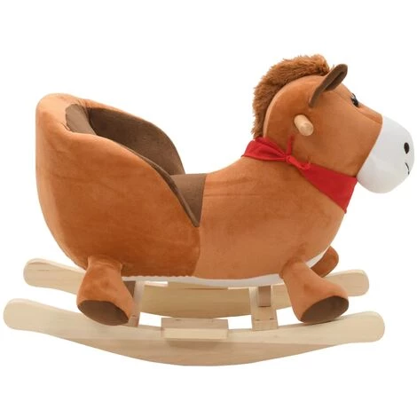 YOUTHUP Cheval à Bascule Avec Dossier Peluche 60 X 32 X 50 Cm Marron - Brun 4 YOUTHUP Cheval à Bascule Avec Dossier Peluche 60 X 32 X 50 Cm Marron - Brun – Image 2