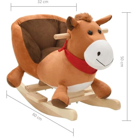 YOUTHUP Cheval à Bascule Avec Dossier Peluche 60 X 32 X 50 Cm Marron - Brun 7 YOUTHUP Cheval à Bascule Avec Dossier Peluche 60 X 32 X 50 Cm Marron - Brun – Image 5