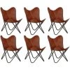 Topdeal Chaises Papillon 6 Pcs Marron Taille D'enfants Cuir Véritable VDFF21709_FR -Assise pour enfant Soldes 52095441 1