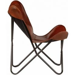 Topdeal Chaises Papillon 6 Pcs Marron Taille D'enfants Cuir Véritable VDFF21709_FR -Assise pour enfant Soldes 52095441 5