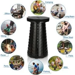 BENOBBY KIDS Tabouret Pliable Portable Tabourets De Camping- Léger Et Stable - Hauteur Réglable - Noir - Pour La Pêche, La Randonnée, Les Voyages, Les Barbecues - Charge Maximale 180 Kg(Noir - Tabouret Pliant Portable) -Assise pour enfant Soldes 52781522 3