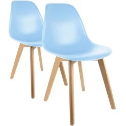 THE HOME DECO FACTORY Lot De 2 Chaises Enfant Coque Bleues
