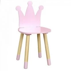 JARDIRICODECO Chaise Couronne Rose -Assise pour enfant Soldes 53958362 3