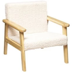 Atmosphera - Fauteuil Pour Enfant En Bois Et Tissu Bouclette écru H 46 Cm - Blanc