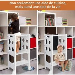 Yoleo Tour D'observation Montessori En Bois, Tour D'apprentissage Sécurisée, Marchepied Pour Bébé Avec Tableau Noir -Assise pour enfant Soldes 54917397 4