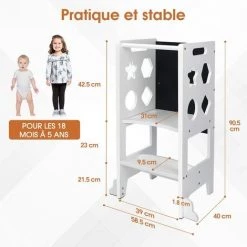 Yoleo Tour D'observation Montessori En Bois, Tour D'apprentissage Sécurisée, Marchepied Pour Bébé Avec Tableau Noir -Assise pour enfant Soldes 54917397 5