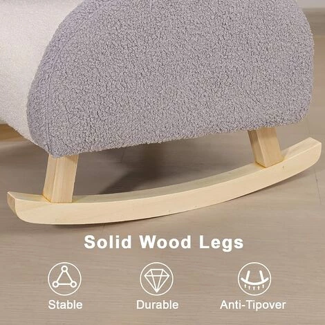 Dripex Fauteuil à Bascule Enfant, Canapé Chaise Enfant En Bois Avec Joli Motif Arc-en-Ciel Pour Garçon Fille, Housse En Polaire Teddy Et Dossier De Soutien Pour Chambre, Taille 45 X 50 X 50 CM, Gris 5 Dripex Fauteuil à Bascule Enfant, Canapé Chaise Enfant En Bois Avec Joli Motif Arc-en-Ciel Pour Garçon Fille, Housse En Polaire Teddy Et Dossier De Soutien Pour Chambre, Taille 45 X 50 X 50 CM, Gris – Image 3