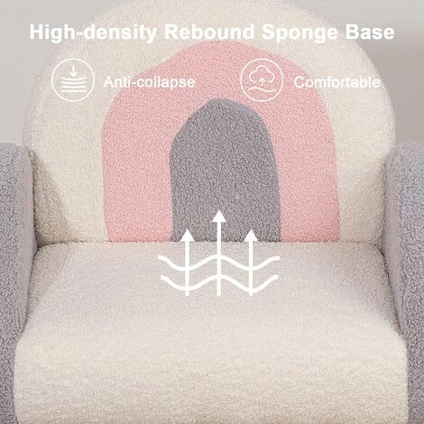 Dripex Fauteuil à Bascule Enfant, Canapé Chaise Enfant En Bois Avec Joli Motif Arc-en-Ciel Pour Garçon Fille, Housse En Polaire Teddy Et Dossier De Soutien Pour Chambre, Taille 45 X 50 X 50 CM, Gris 7 Dripex Fauteuil à Bascule Enfant, Canapé Chaise Enfant En Bois Avec Joli Motif Arc-en-Ciel Pour Garçon Fille, Housse En Polaire Teddy Et Dossier De Soutien Pour Chambre, Taille 45 X 50 X 50 CM, Gris – Image 5