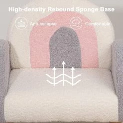 Dripex Fauteuil Enfant, Canapé Tabouret Enfant Joli Motif Arc-en-Ciel Avec Accoudoir Pour Garçon Fille, Housse En Polaire Teddy Et Dossier De Soutien Pour Chambre Salon, Taille 45 X 50 X 50 CM, Gris -Assise pour enfant Soldes 55390913 5