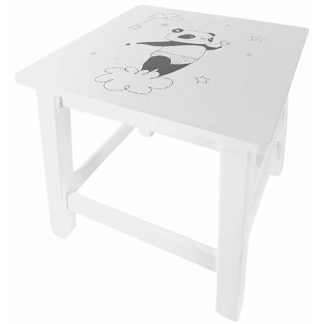 Tabouret Panda En Bois - Blanc - Motif 2 - SILUMEN 3 Tabouret Panda En Bois - Blanc - Motif 2 - SILUMEN