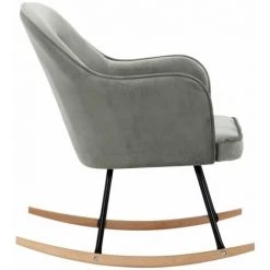 HAPPYSHOPPING Chaise à Bascule Gris Velours -Assise pour enfant Soldes 56661379 5