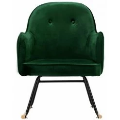 HAPPYSHOPPING Chaise à Bascule Vert Foncé Velours -Assise pour enfant Soldes 56661387 4