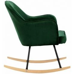 HAPPYSHOPPING Chaise à Bascule Vert Foncé Velours -Assise pour enfant Soldes 56661387 5