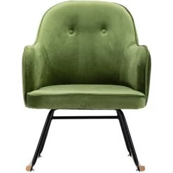 HAPPYSHOPPING Chaise à Bascule Vert Clair Velours 10 HAPPYSHOPPING Chaise à Bascule Vert Clair Velours -Assise pour enfant Soldes 56661390 4
