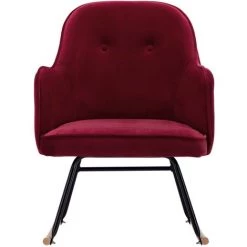 HAPPYSHOPPING Chaise à Bascule Rouge Bordeaux Velours -Assise pour enfant Soldes 56661402 5